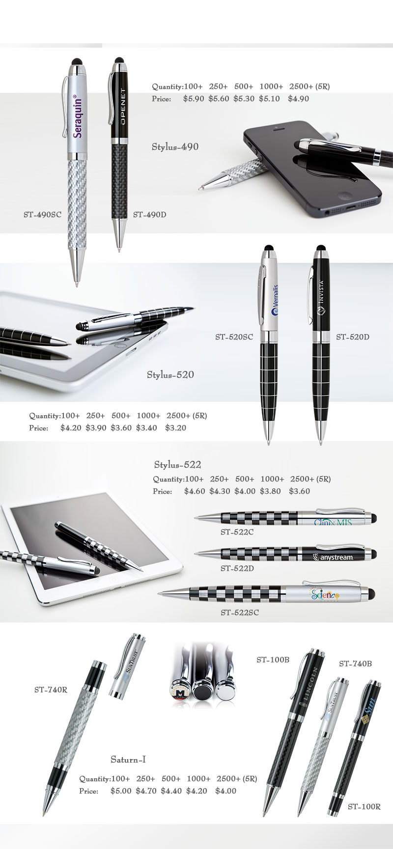 Stylus-520 Wide Body Brass Ballpoint Pen 2