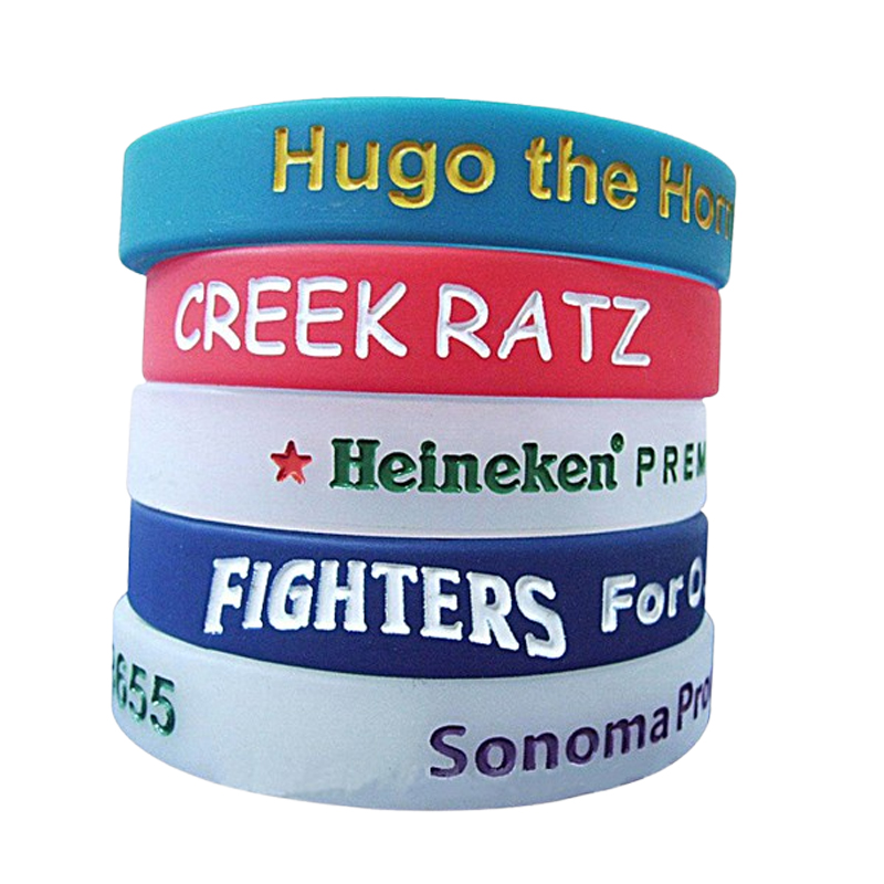 1/2" Debossed & Color Filled Silicone Bracelets 1