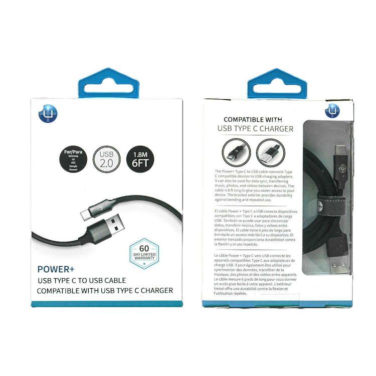 USB Type C to USB A Cable - 6 FT Black 2