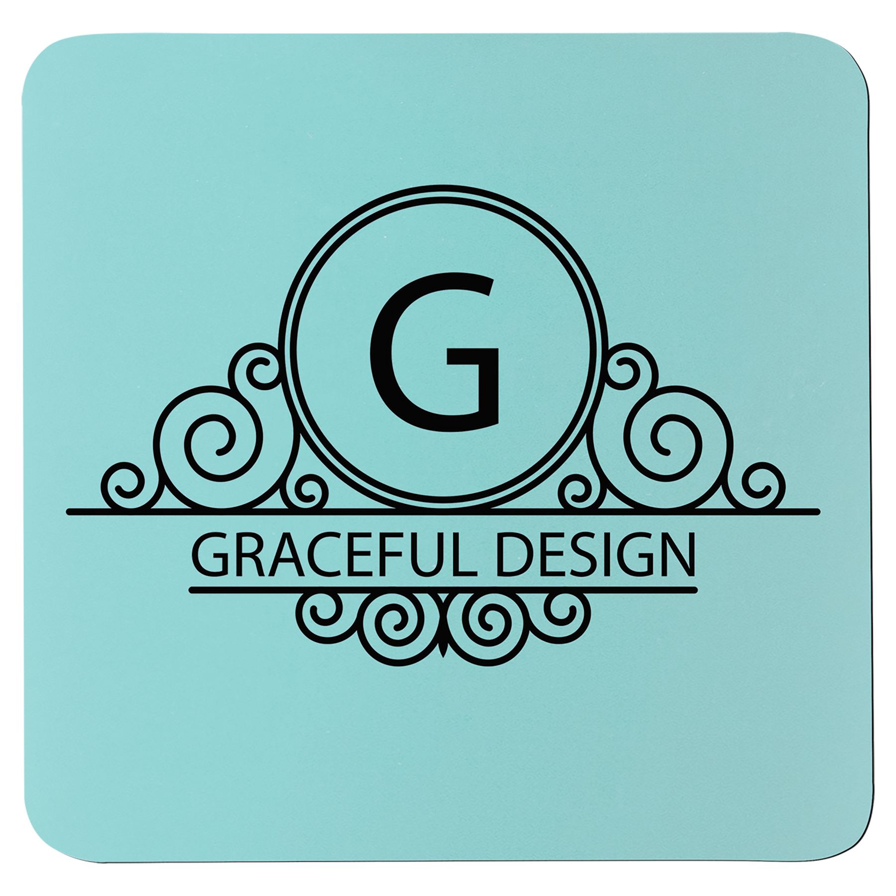3 3/4" x 3 3/4" Square Teal/Black Silicone Coaster 2