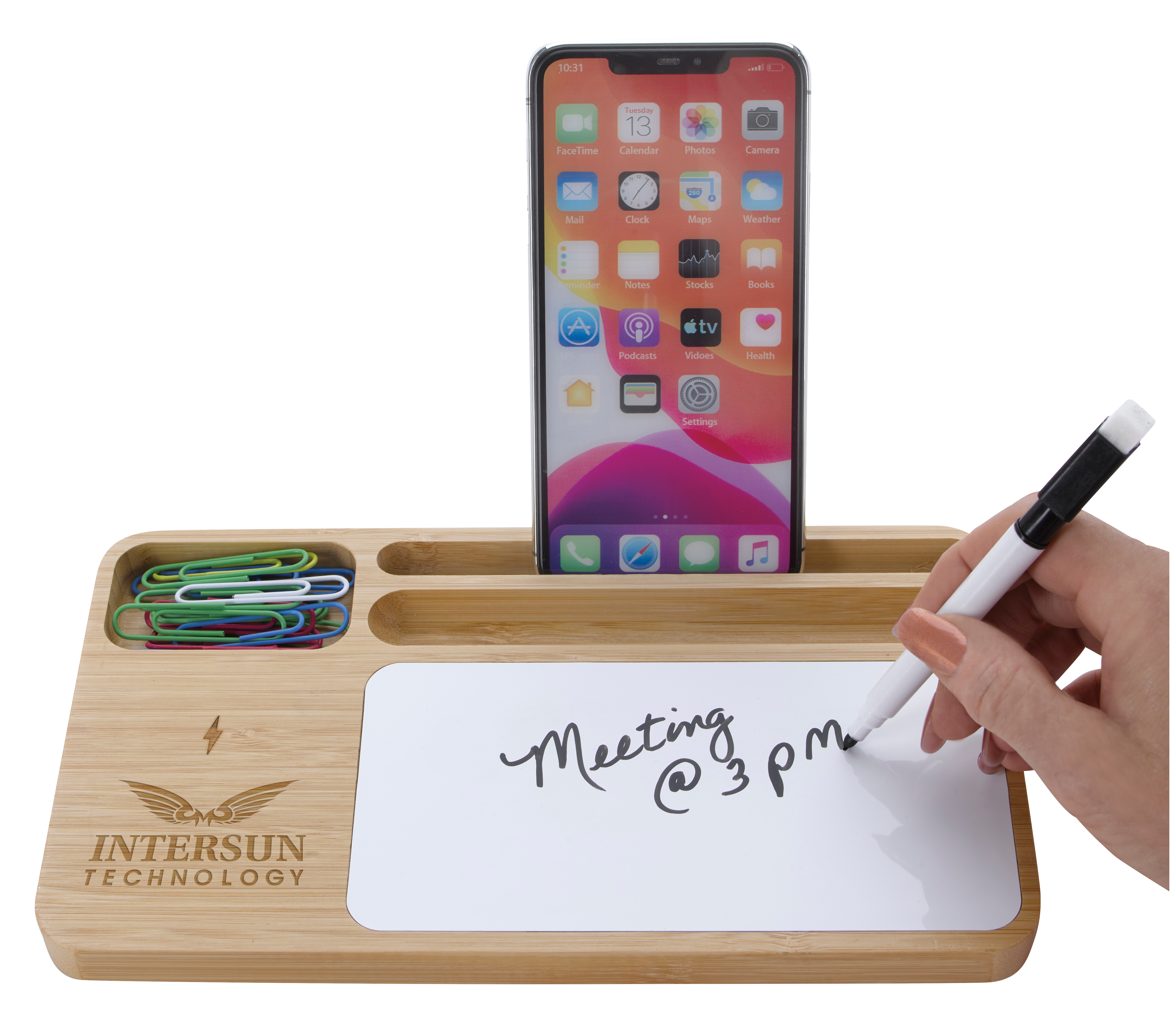 Bamboo 10W Wireless Charging Base with Dry Erase Board 57