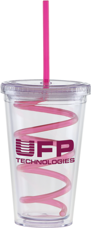 Carnival Cups-Color Curly Straw, Clear Lid 2