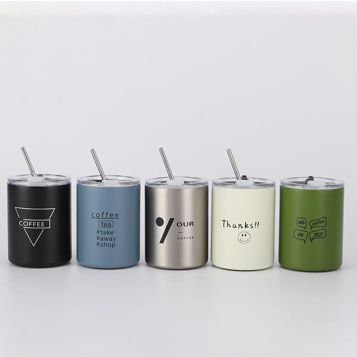 10Oz Stainless Steel Insulated Vacuum Cup With Straw 1