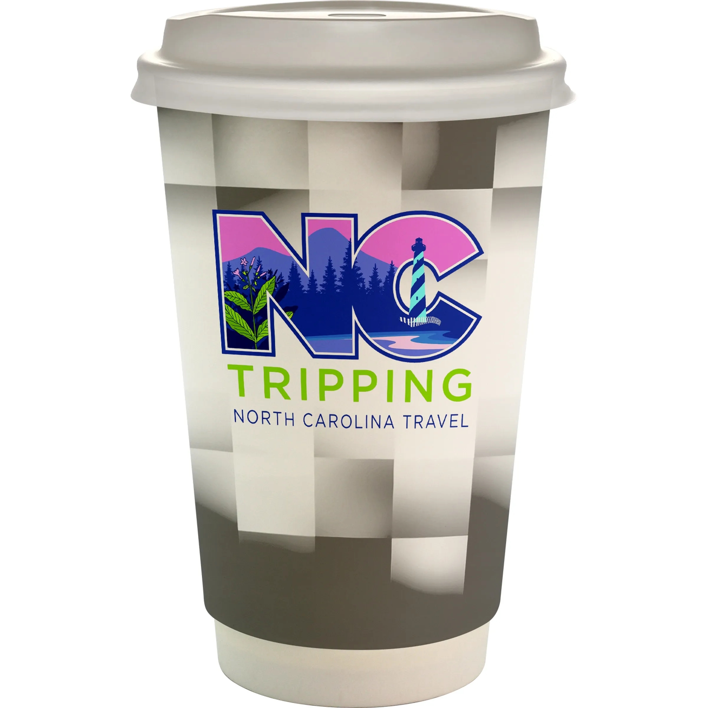 16 oz. Full Color Shaded Checkers Paper Cup With Lid 7