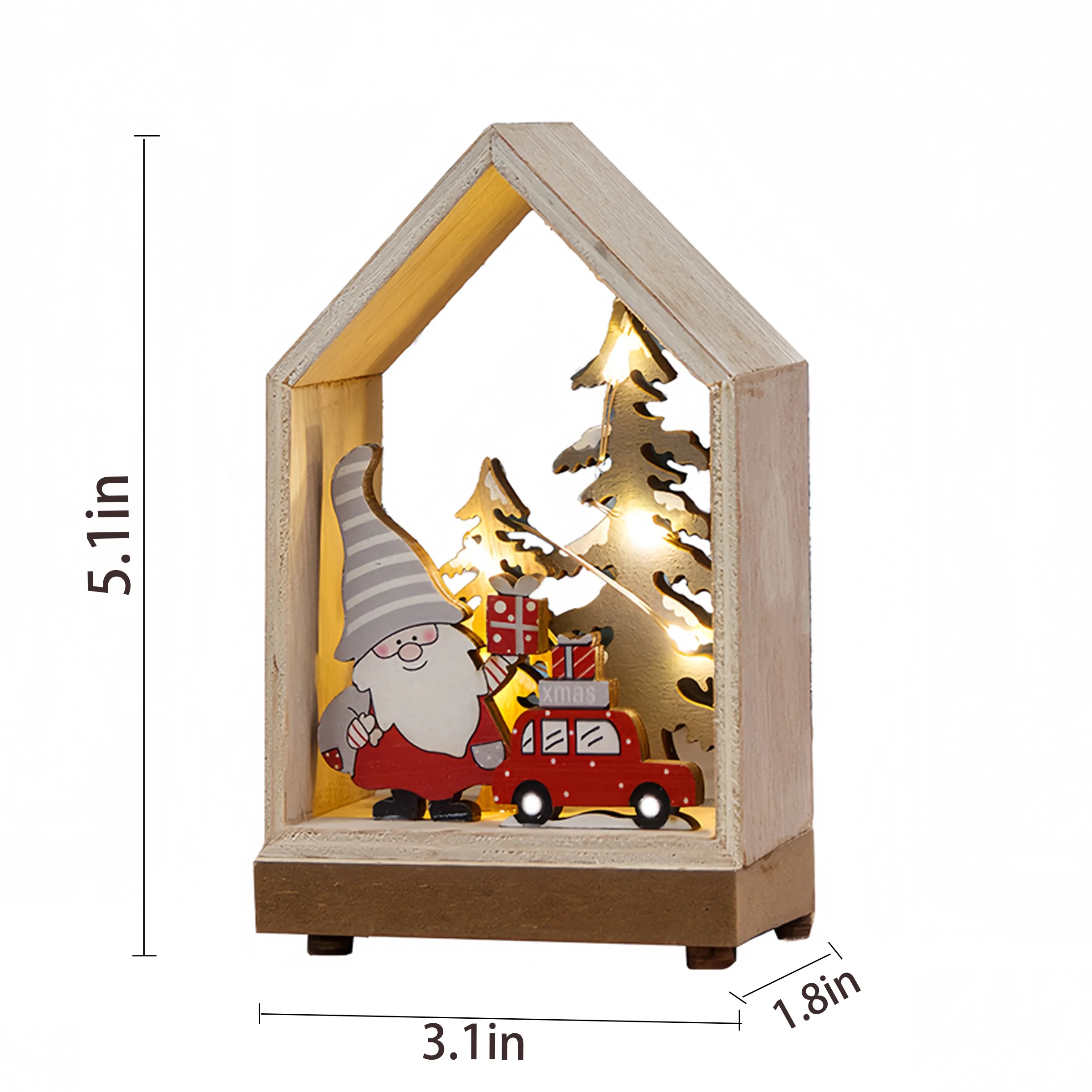Wood Christmas Decorations Light Up Wooden Houses 4