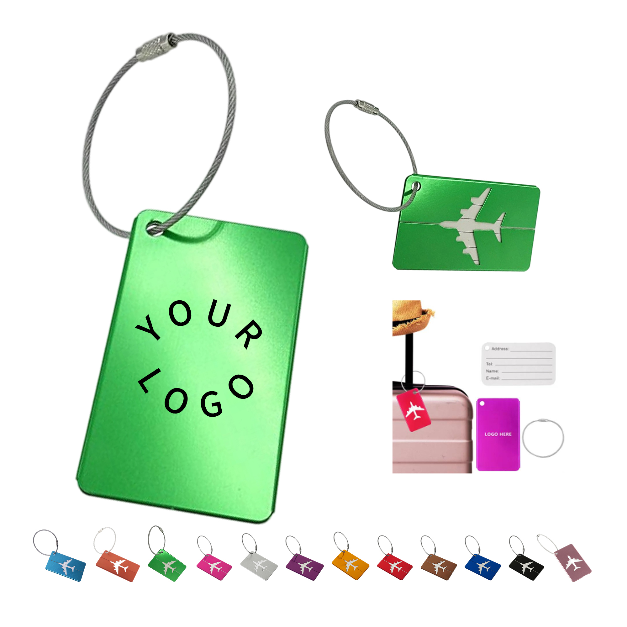 Aluminum Alloy Luggage Tag With Stainless Steel Loop And Name Card 4