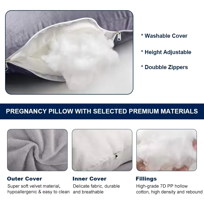 High Density U Shaped Full Body Maternity Pregnancy Pillow 7