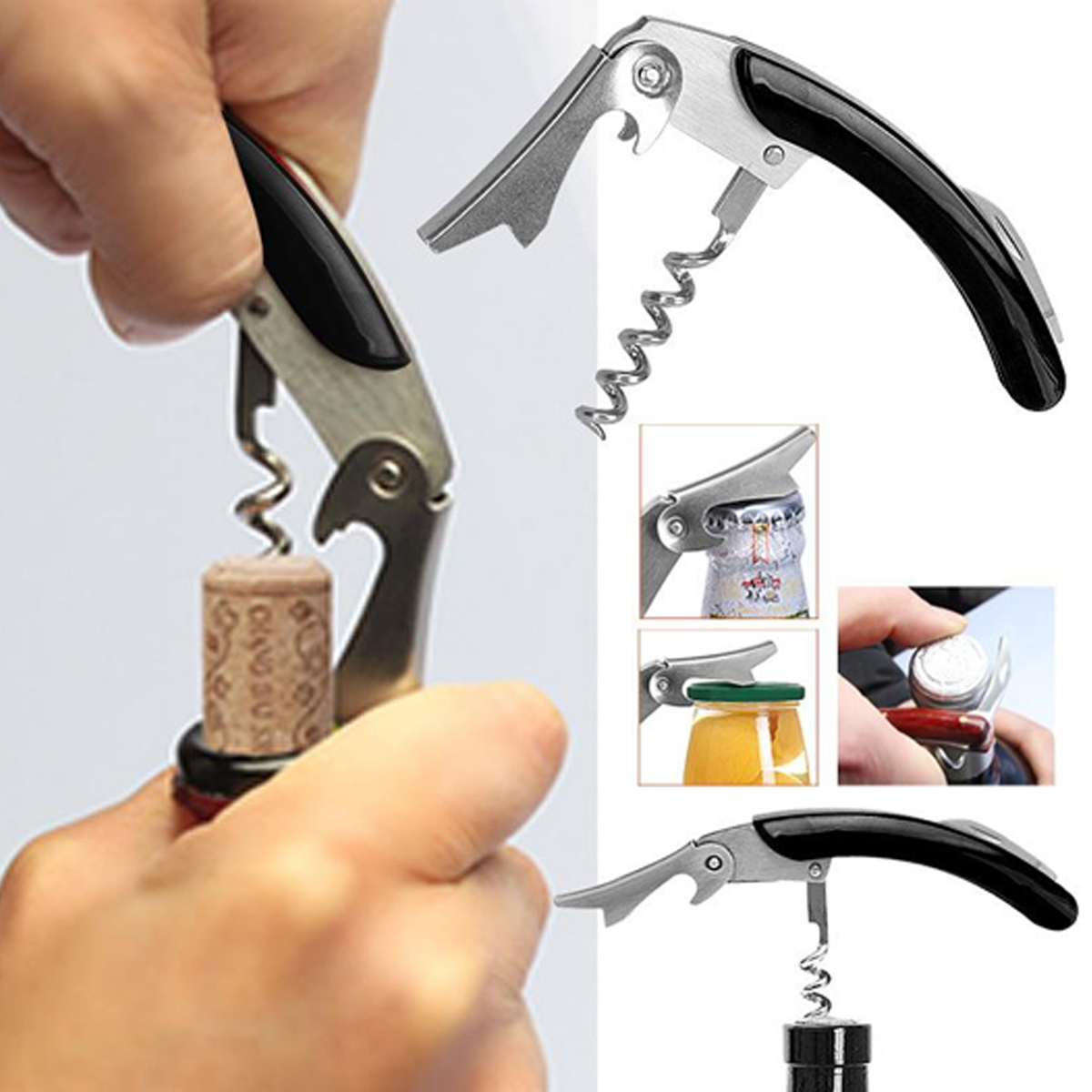 4-Piece Wine Tool Gift Set in Round Leather Case 8