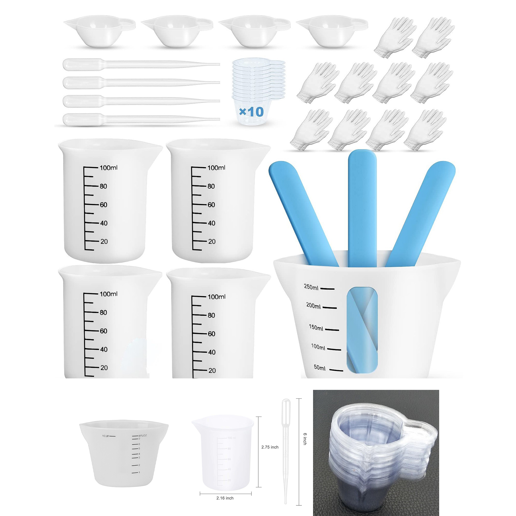 Silicone Resin Measuring Cups Tool Kit 2