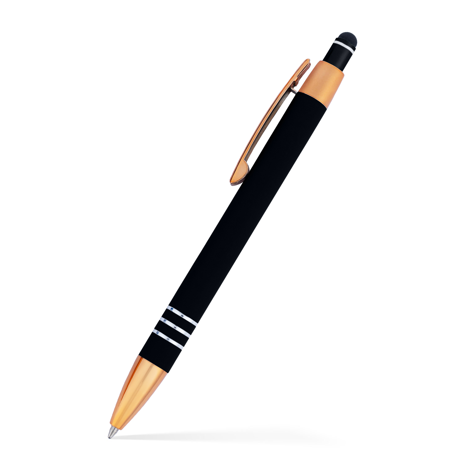 Penny Stylus Satin Soft Touch Click Metal Pen - Copper Accents (CLOSEOUT) 19