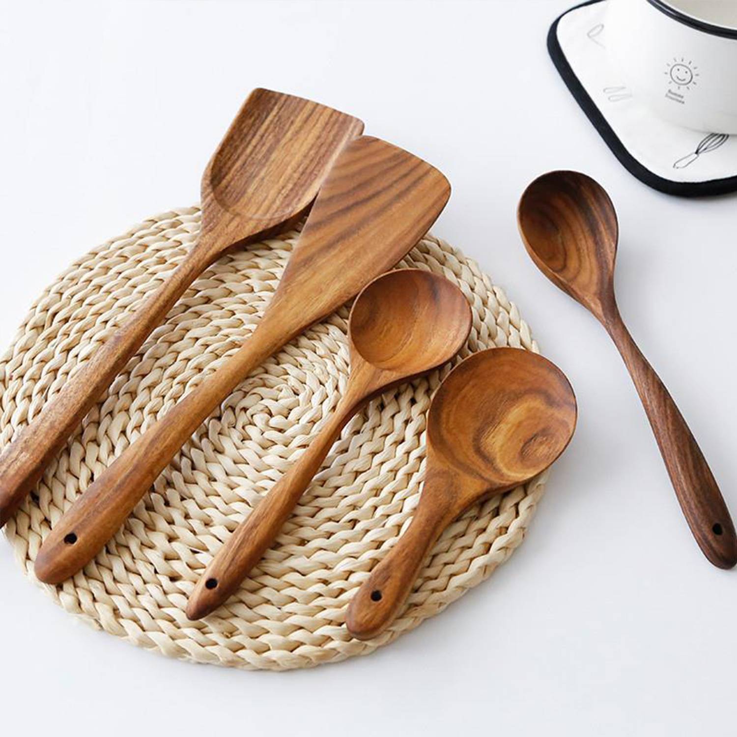 7Pcs Acacia Wood Pot Shovel Spoon Set 5