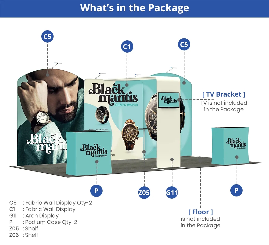 20ft Inline Trade Show Booth - Complete Display Package 2