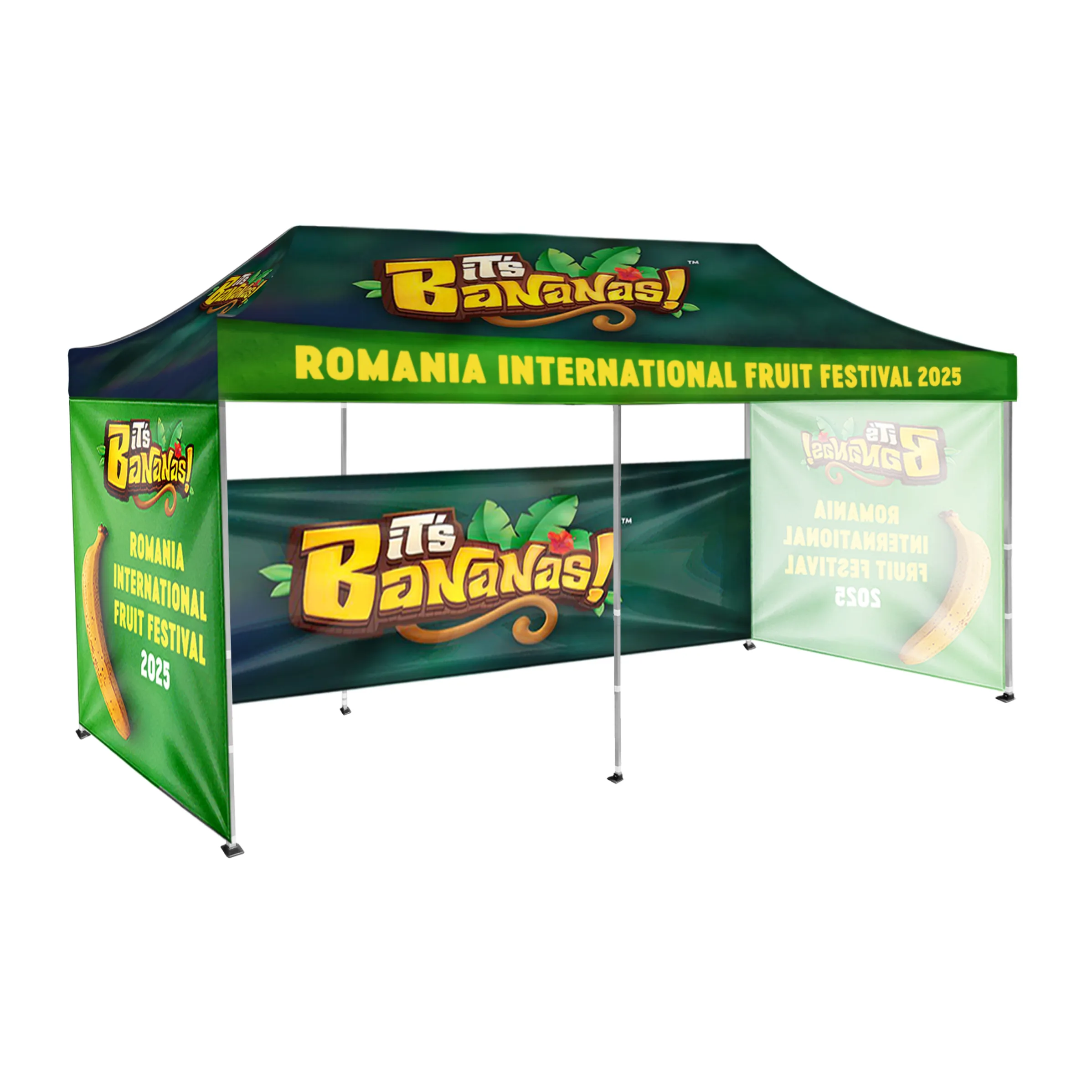10'x20' Tent Canopy w frame, 1 long half + 2 side full wall 1
