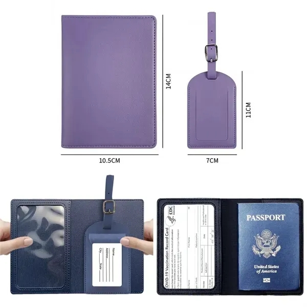 PU Leather Passport Holder and Luggage Tag Set 1