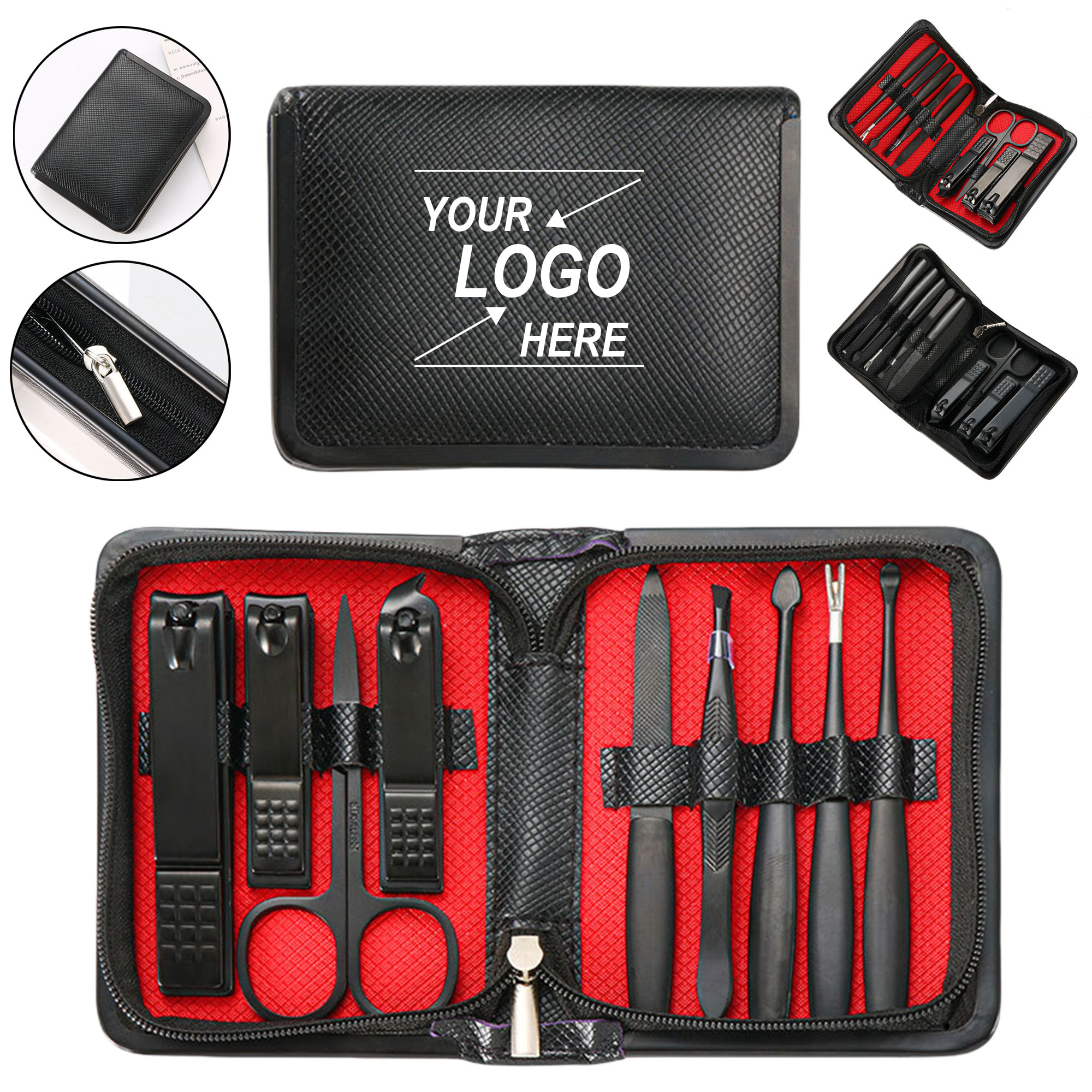 9-Piece Stainless Steel Black Nail Clipper Set, 4