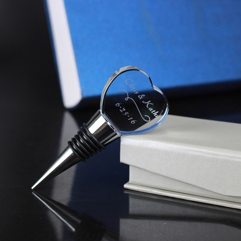 Personalized Crystal Heart Wine Stopper 5