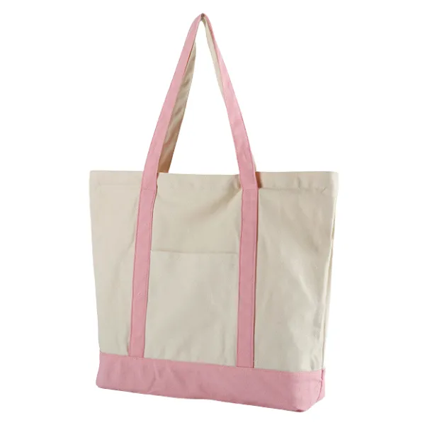 Zippered Two-Tone Canvas Tote with Front Pocket 4