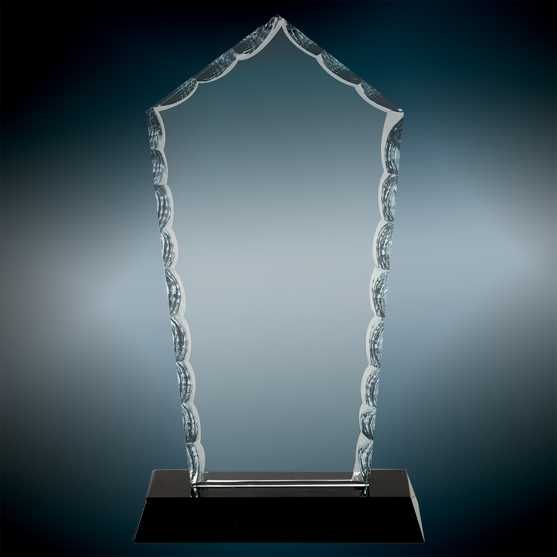 7 3/4" Diamond Facet Glass Award On Black Base 3