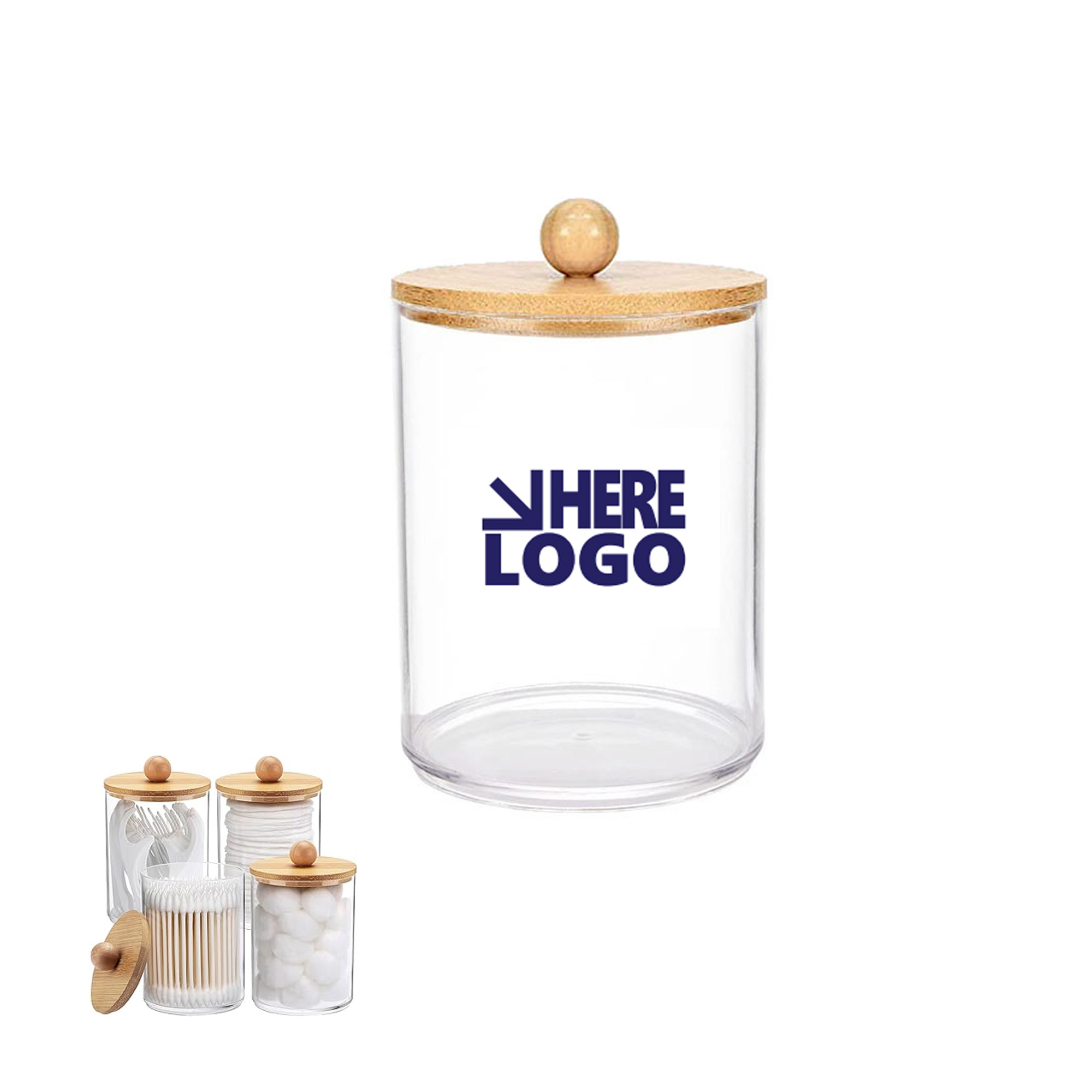 Qtip Holder Dispenser With Bamboo Lid 2