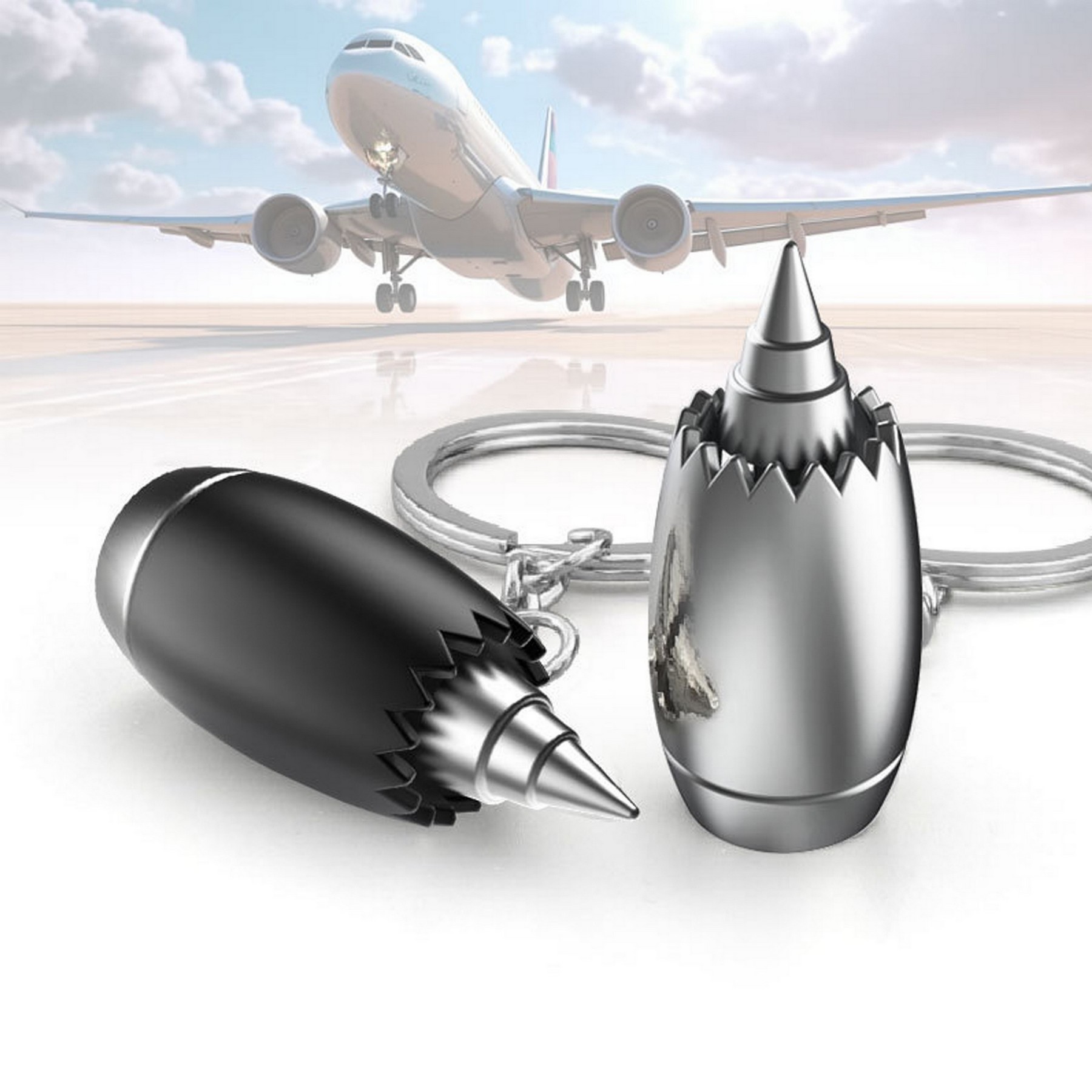 Metal Airplane Engine Keychain 3