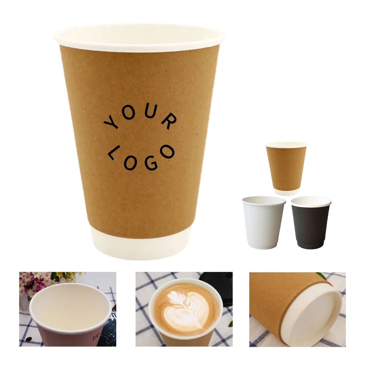 12oz Paper Coffee Cup with Rolled Rim and Custom Logo Imprint 2