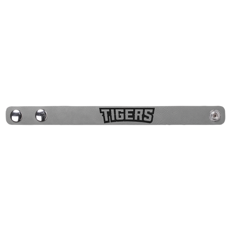 8 1/2" x 3/4" Gray Leatherette Youth Cuff Bracelet 4