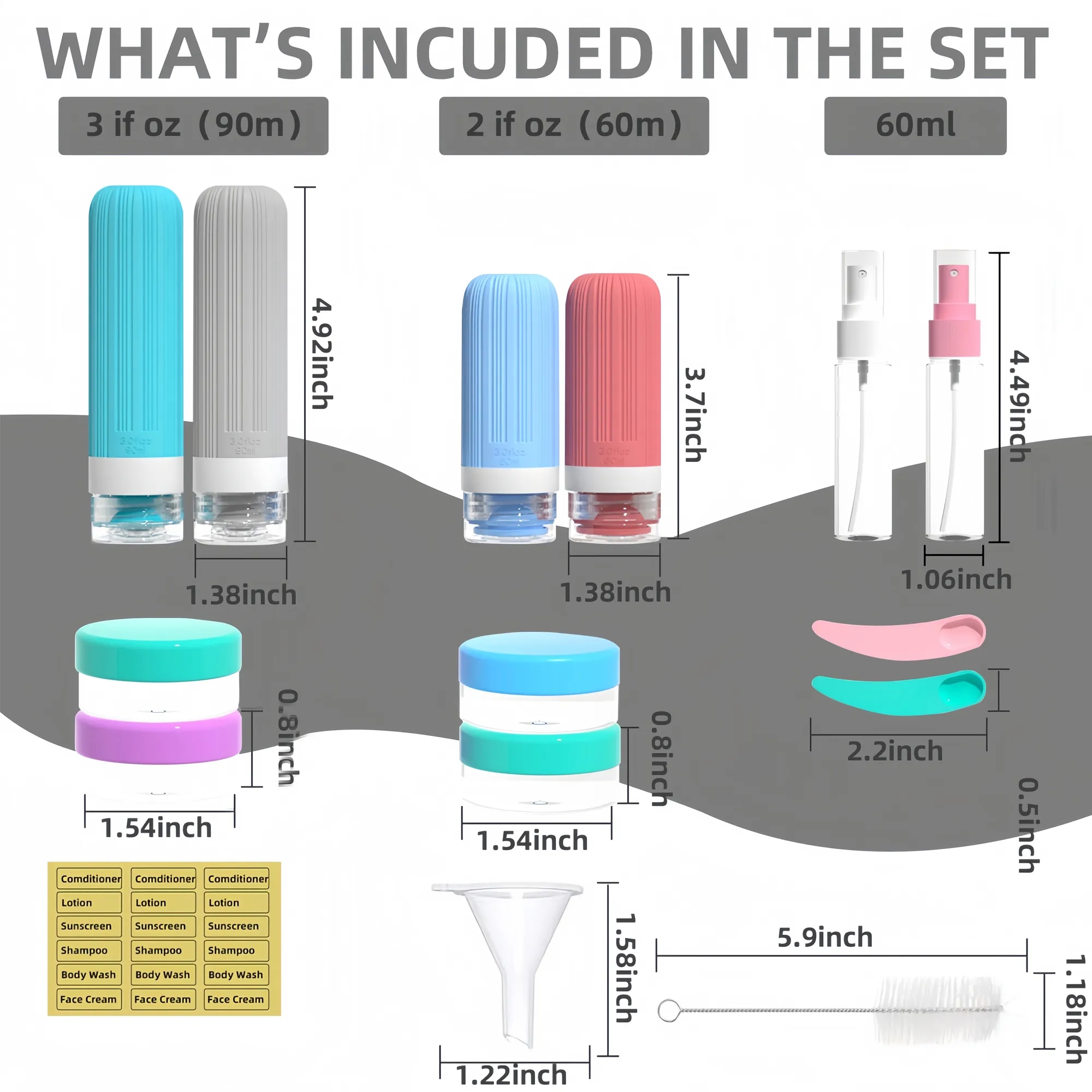 Portable Silicone Travel Bottle Set 9