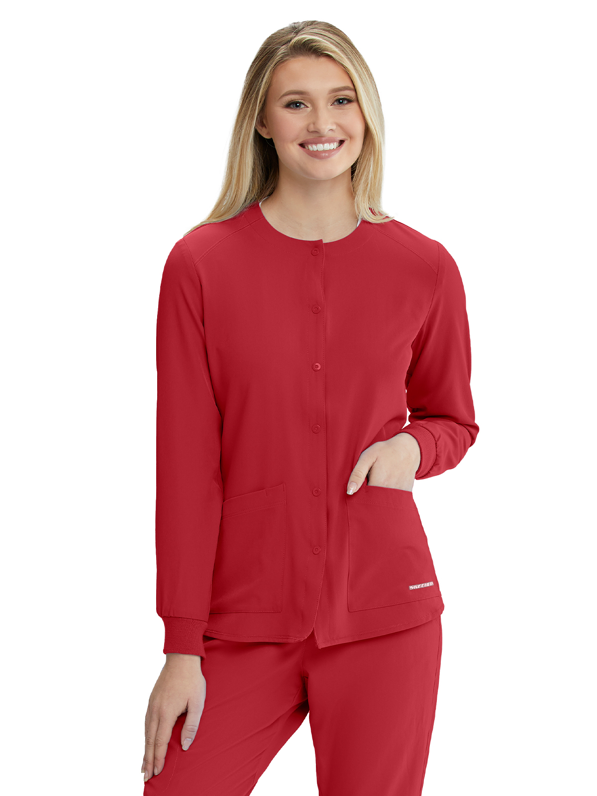 Skechers - Women's Two-Pocket Snap-Front Stability Warm-Up Scrub Jacket 8