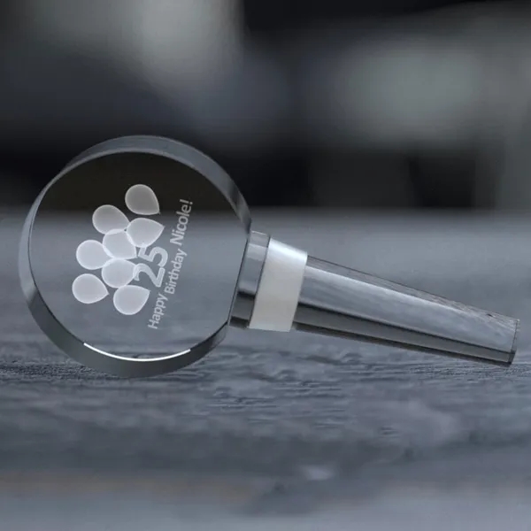 Round Engraved Crystal Wine Bottle Stopper 3