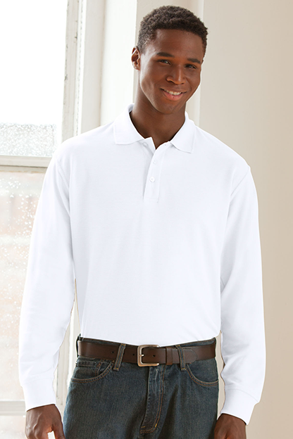 Long Sleeve Soft-Blend Double-Tuck Pique Polo 12
