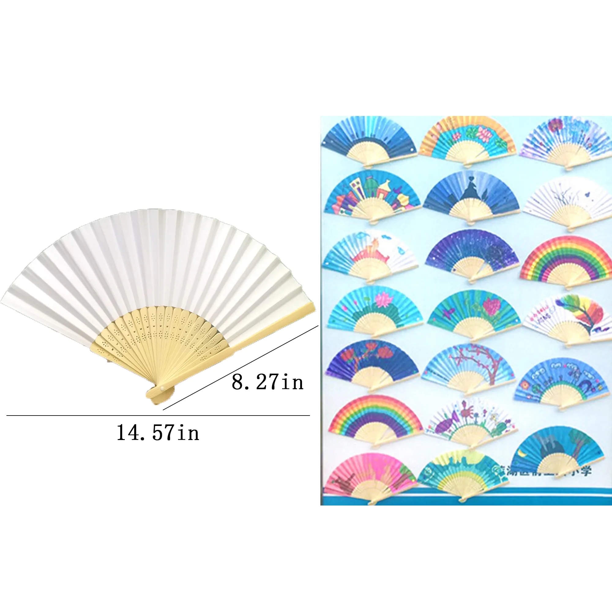 Custom Logo Pierced Bamboo Paper Fans 1