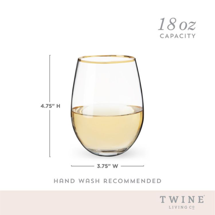 Twine Living® Gilded Stemless Wine Glass, set of 2 7
