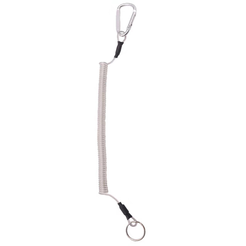 Retractable Safety Coiled Lanyard with Aluminium Alloy Carabiner Clip 2