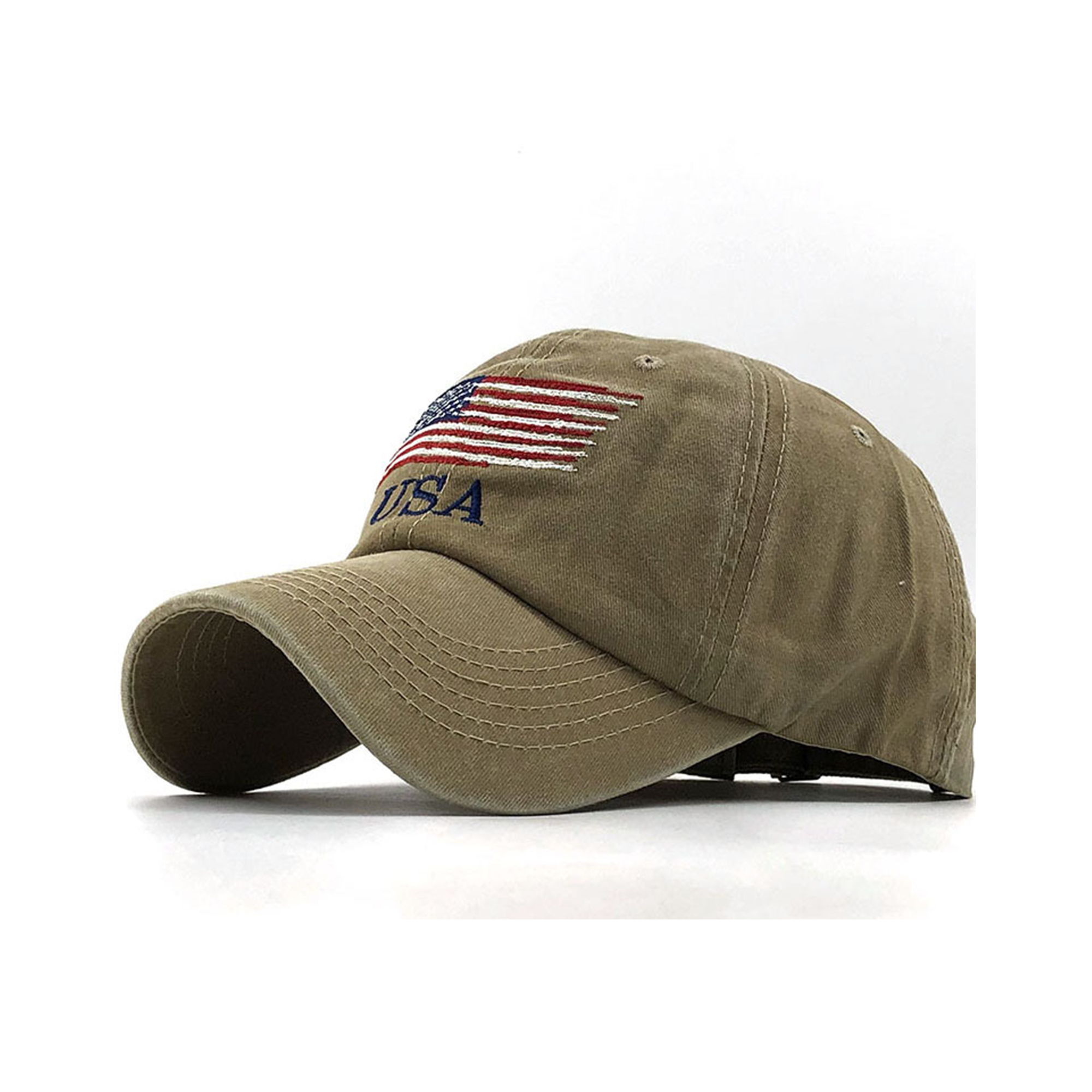 Distressed Six Panel Sports Cap Adjustable Closure 10.5" x 7.5" x 5.3" 1