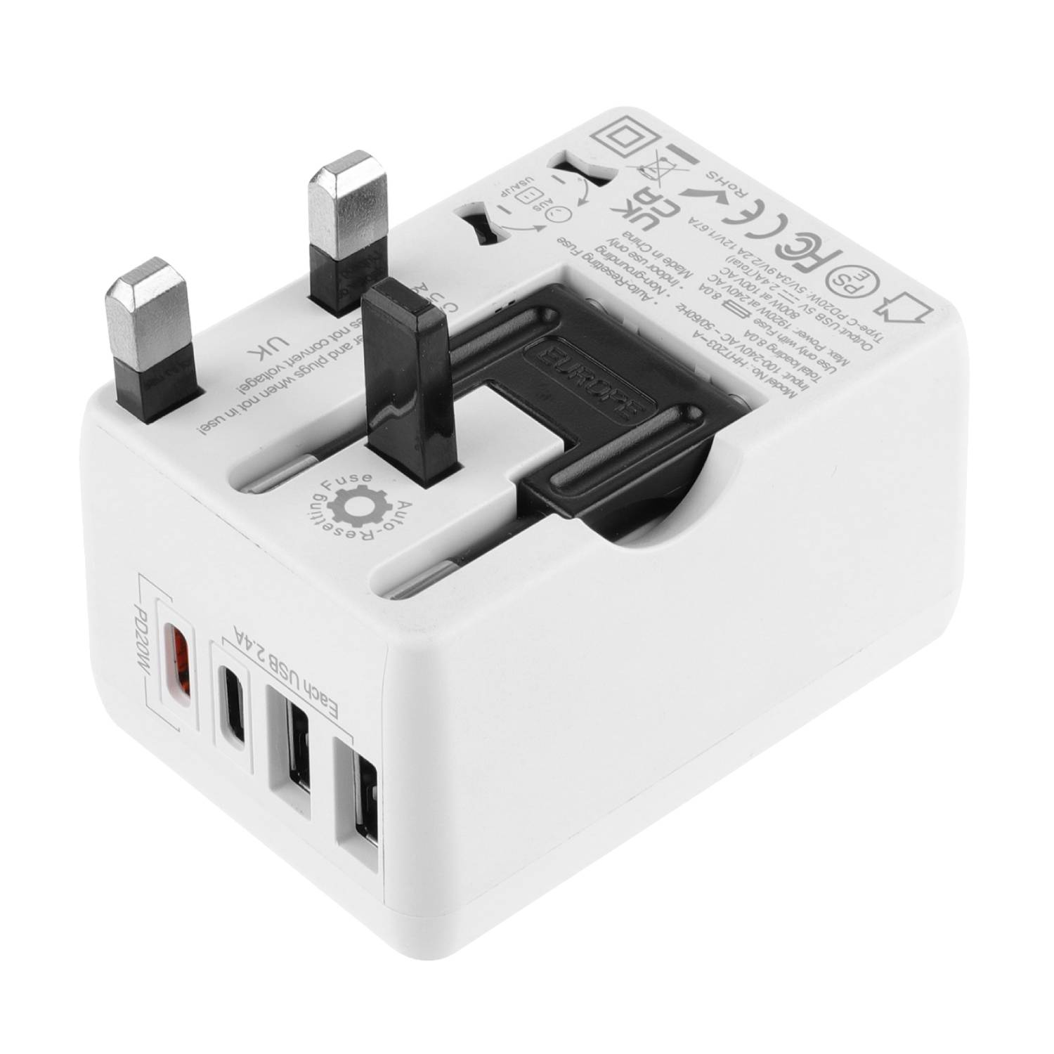 2 USB A 2 Type C PD20W Universal Travel Adapter 4
