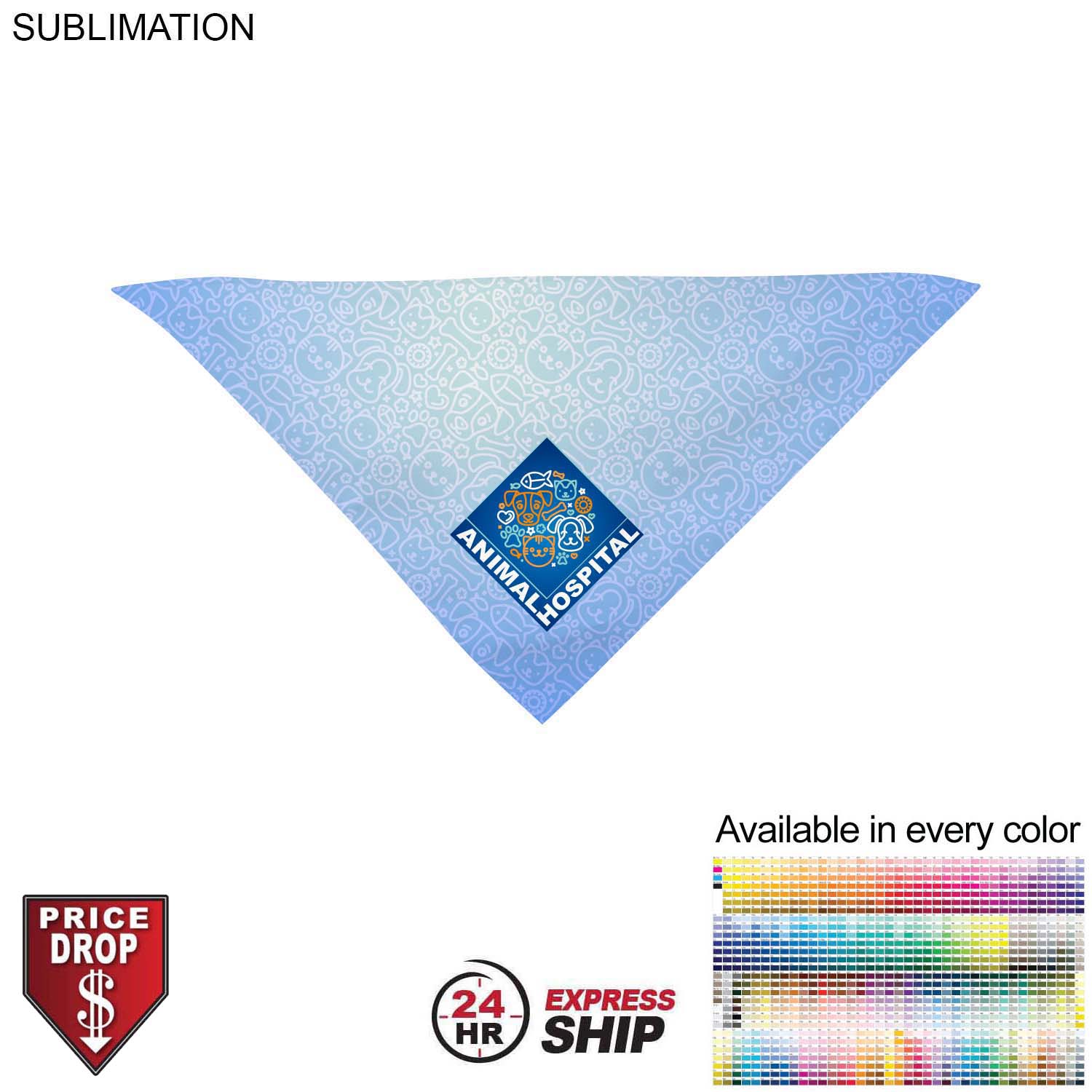 24 Hr Express Ship - Small Dog Bandana, 14x14x20, Stitched Edges, Sublimated Edge to Edge 6
