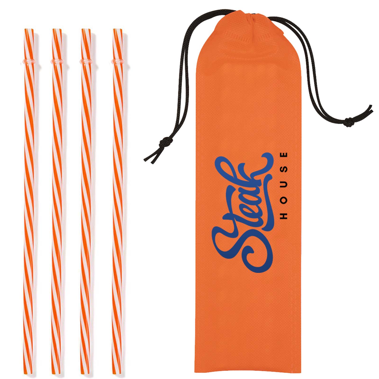 Reusable PP Straw in Full Color Drawstring Pouch 4