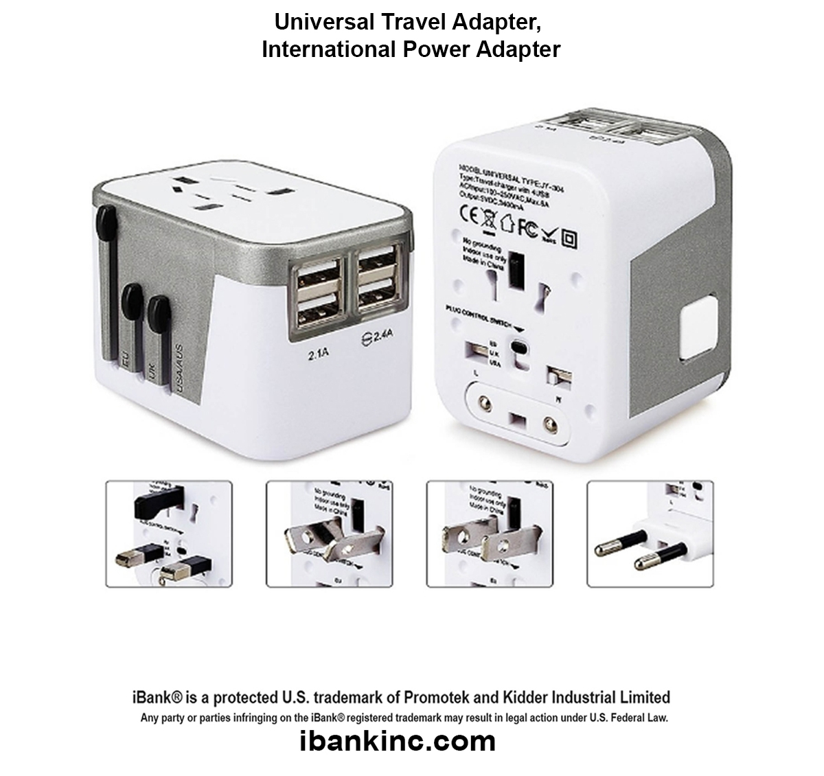 iBank ® Universal Travel Adapter, International Power Adapter 1