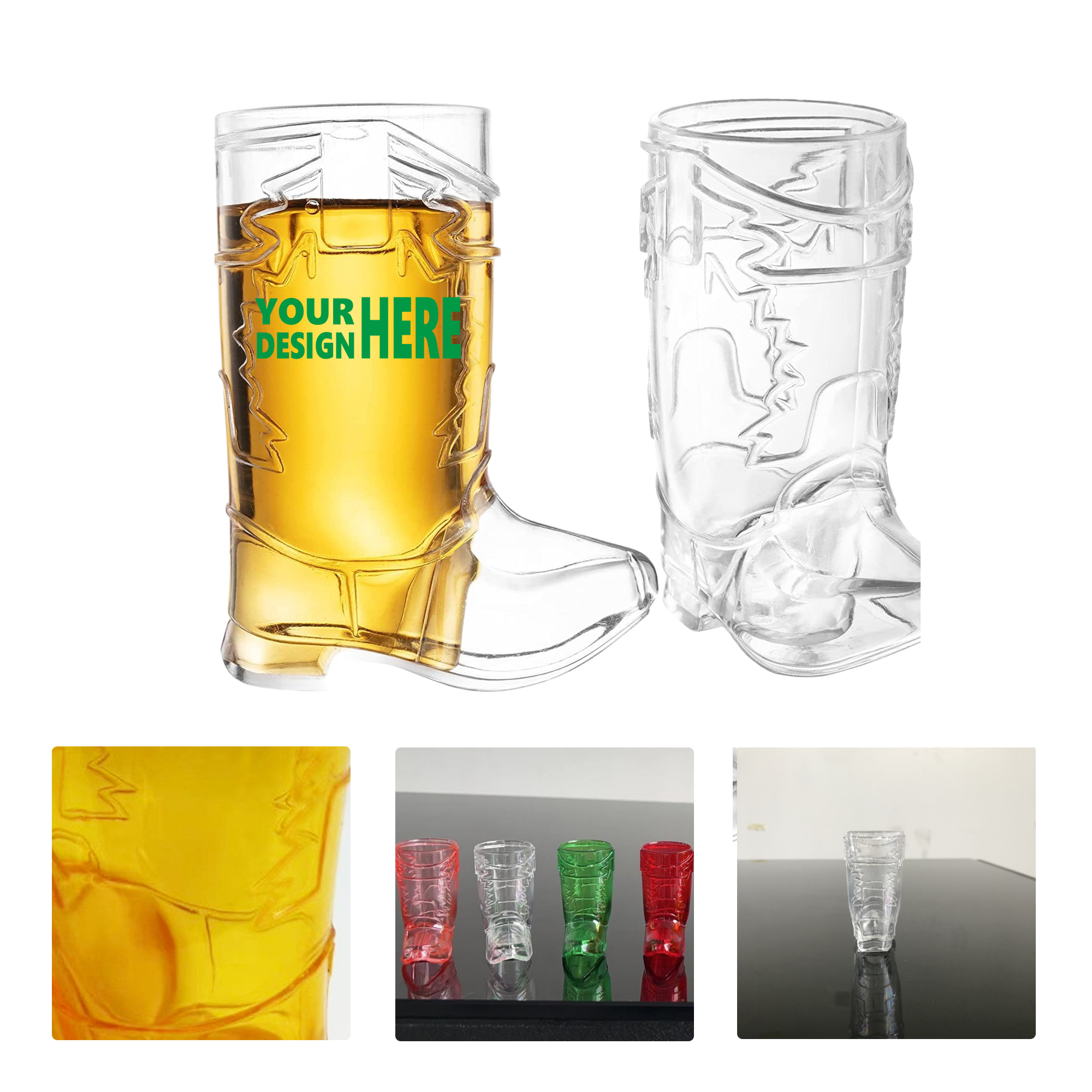 MOQ50 1oz Mini Cowboy Boot Cocktail Shot Glasses 1