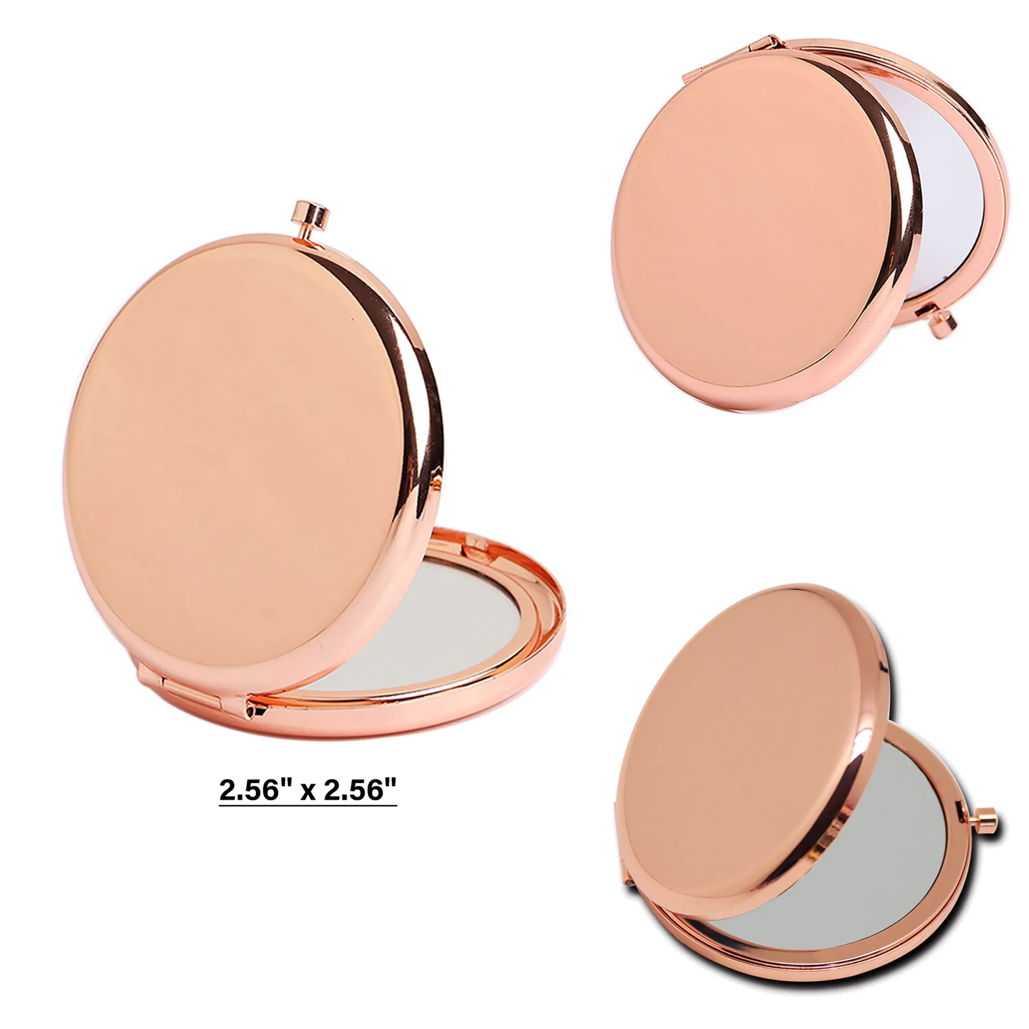 2.56" x 2.56" Round Metal Cosmetic Pocket Mirror 1