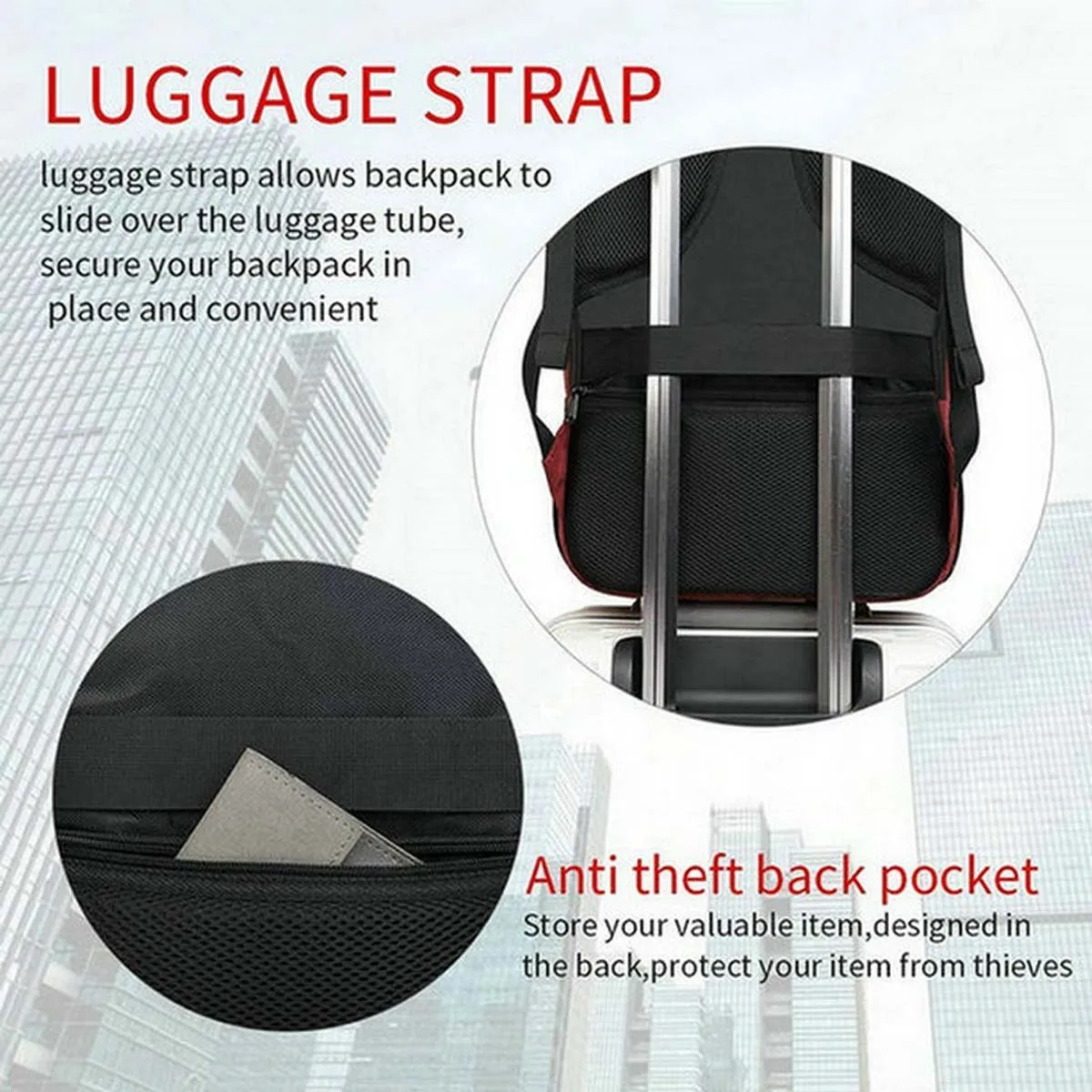 15.6 Inch Anti Theft Laptop Backpacks with USB Charging Port 3