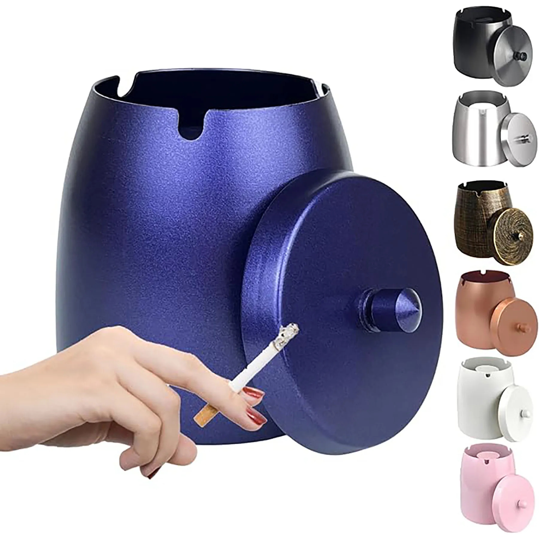 Stainless Steel Ashtray with Lid 10