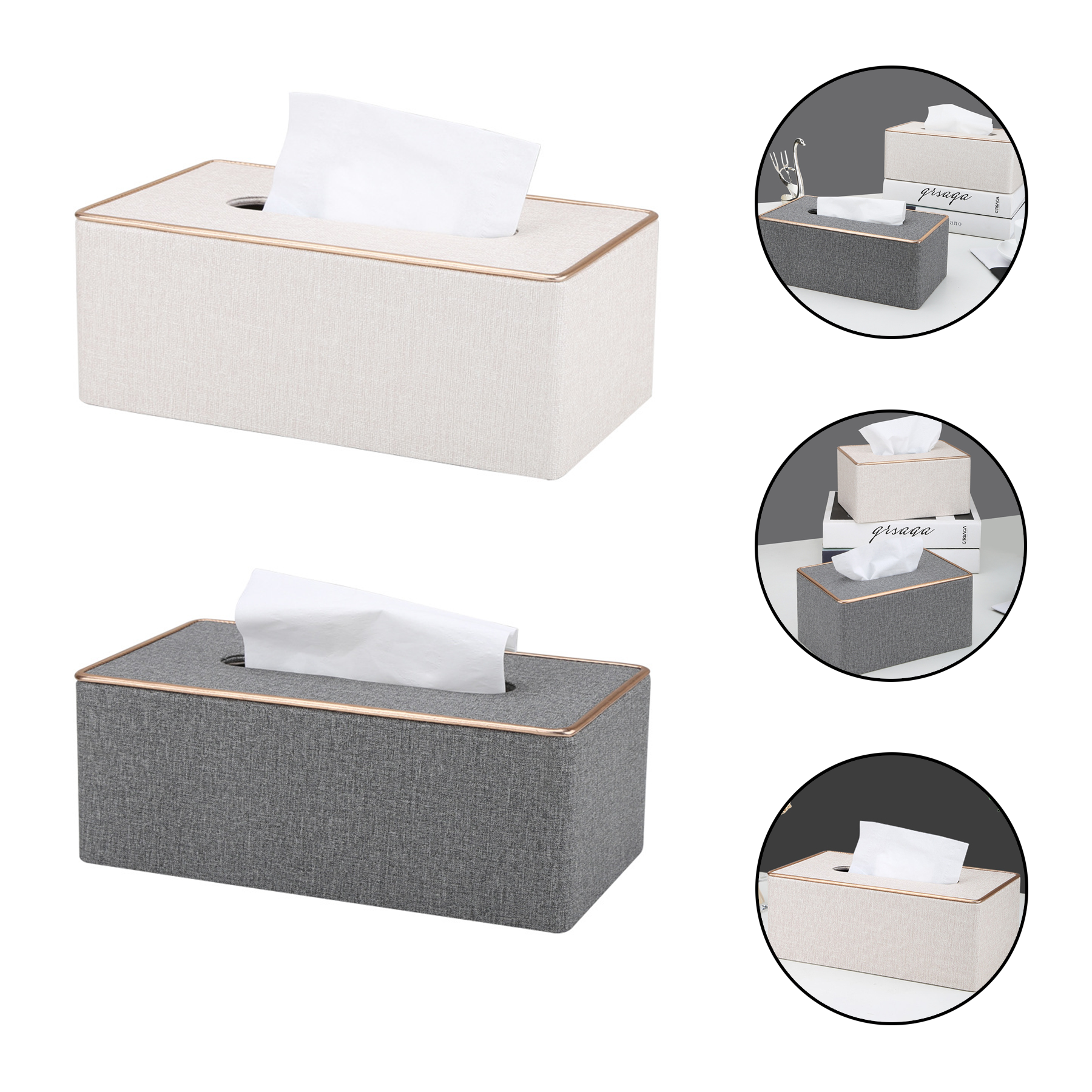 Modern PU Leather Tissue Box Napkin Organizer 2