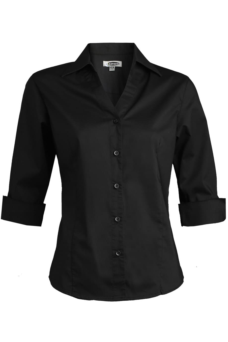 Stretch Broadcloth Three Quarter Sleeve Ladies Shirt 3