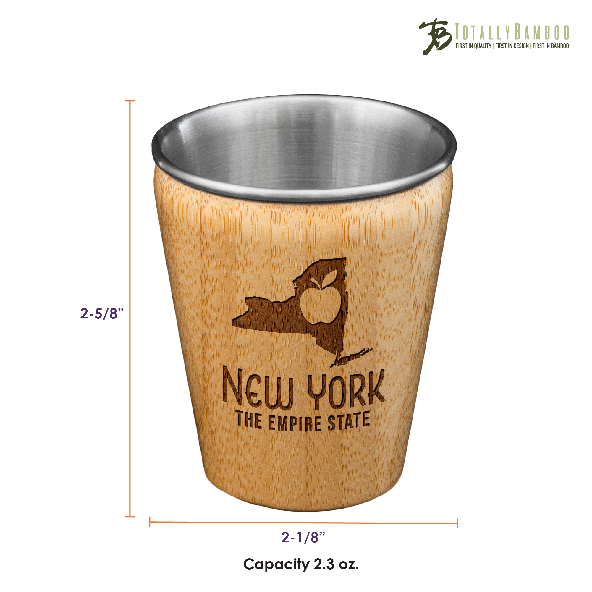 New York State Bamboo and Stainless Steel Shot Glass 4