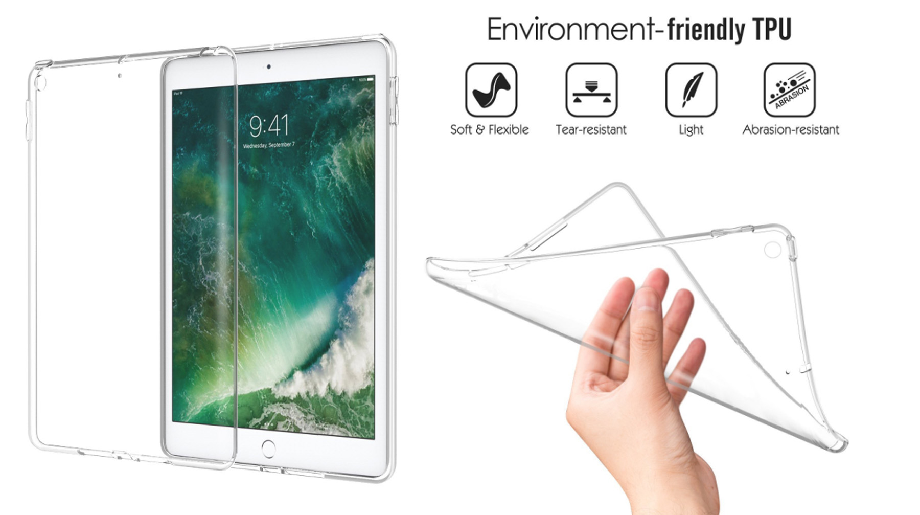 iBank® Clear Case for Galaxy Tablet, Soft TPU, Anti-Scratch Ultra Slim Protective Tablet Cover 1