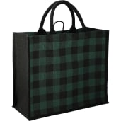 Buffalo Plaid Printed Jute Tote 12