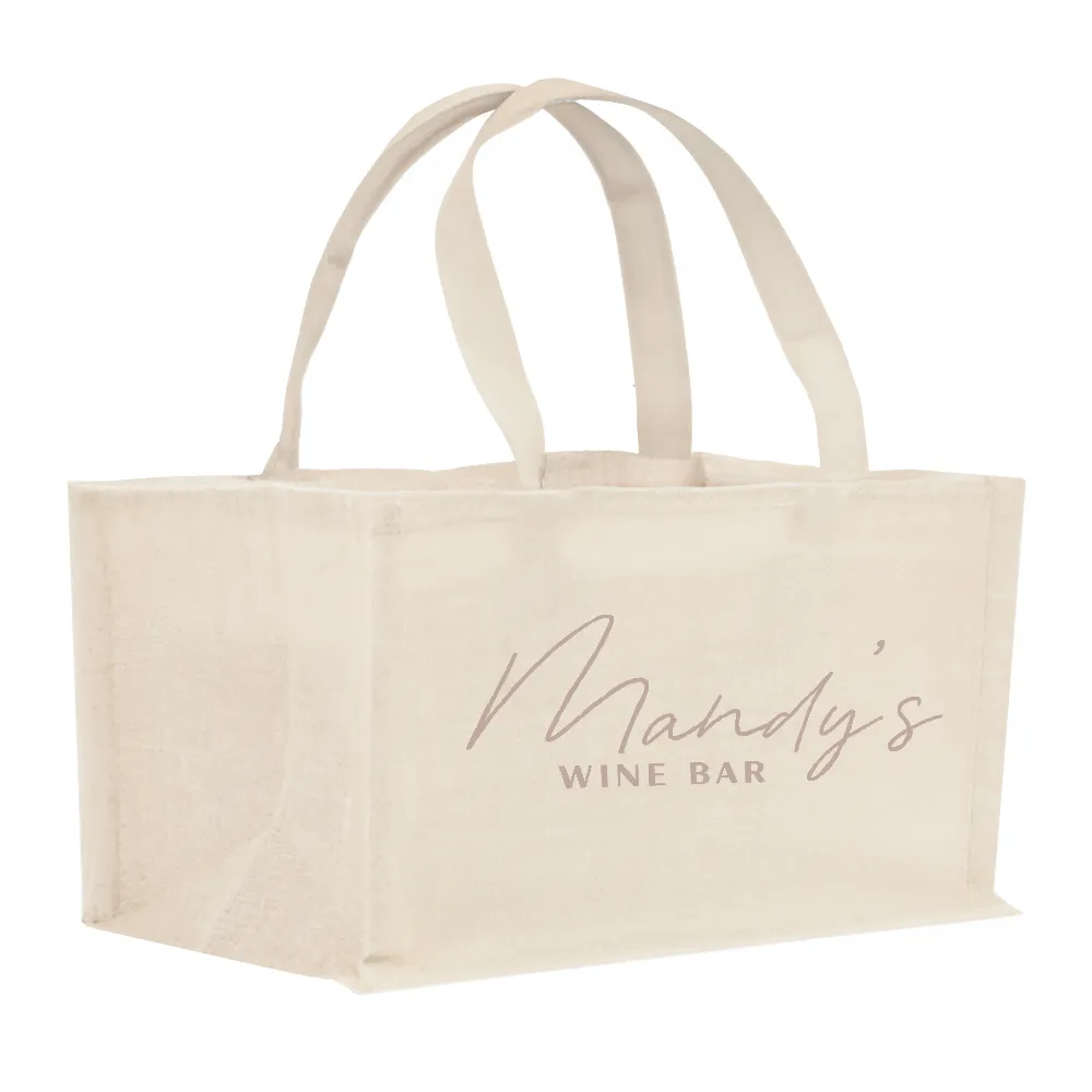 2-Bottle Horizontal Heavy Cotton Canvas Tote 1
