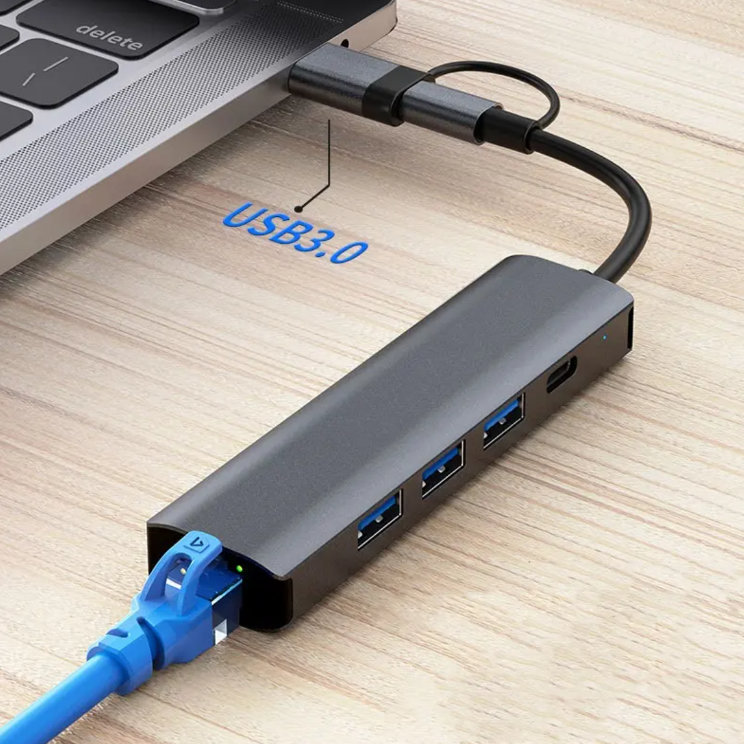 5 In 2 TYPE-C USB 3.0 Docking Station OTG Adapter Ports Hub 5