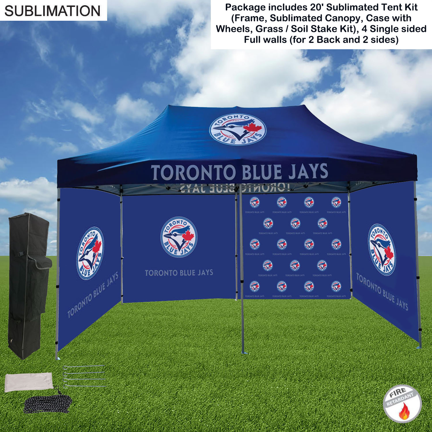 Full Privacy Tent Package 1, 20' Sublimated Tent,4 Single sided Full walls for back and 2 sides 4